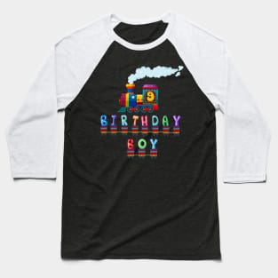 I'm 9 Birthday Boy 9th Bday Train Car Fire Truck Baseball T-Shirt